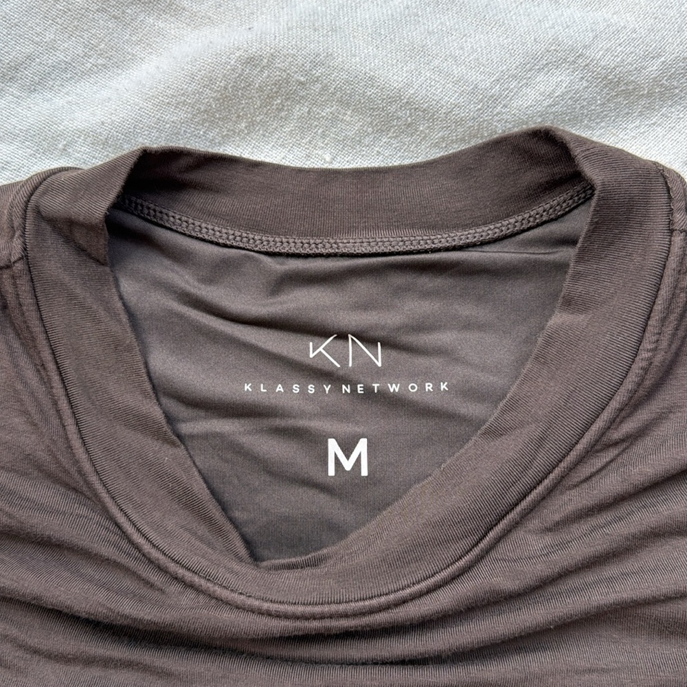 Klassy Network Solid Crew Neck Braless T-Shirt - Picture 6 of 9